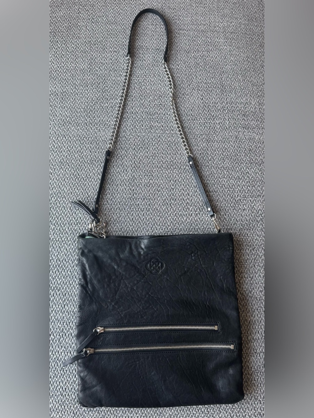 Stella&Dot Waverly 3-Way Black Leather Convertible Crossbody Clutch Shoulder Bag